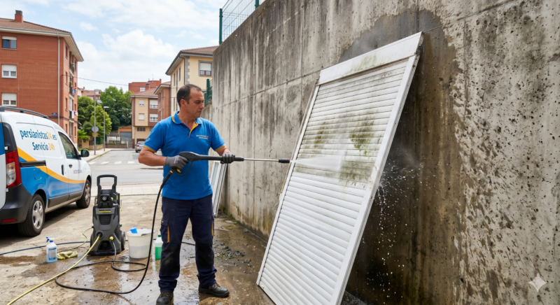Proceso de limpieza de persianas en Gijón